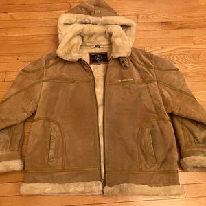 Phat Farm Brown Bomber Jacket with Cream Accents